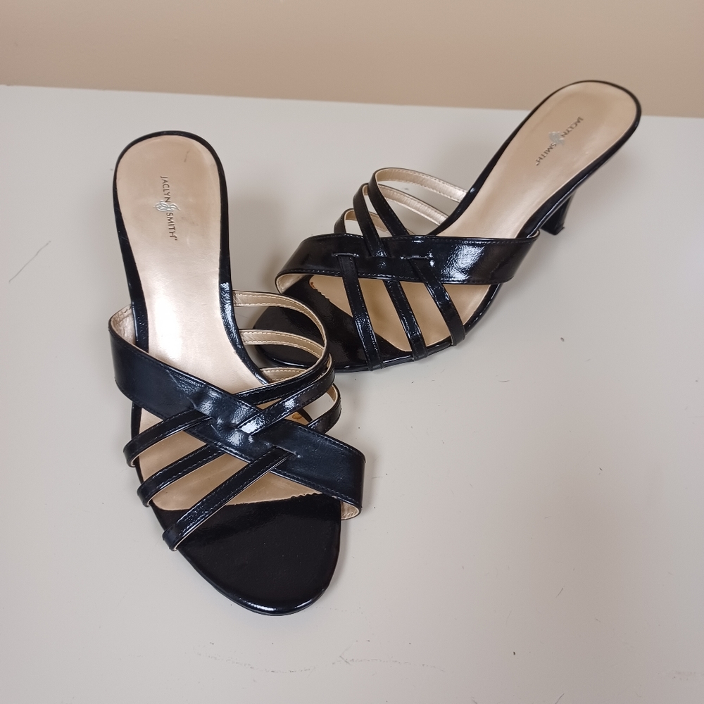 Black slip on low heels